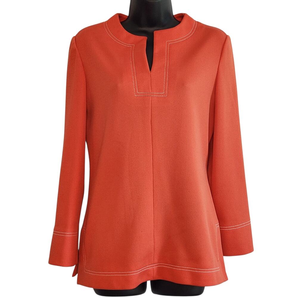 VINTAGE Act 111 tunic top orange notched neckline